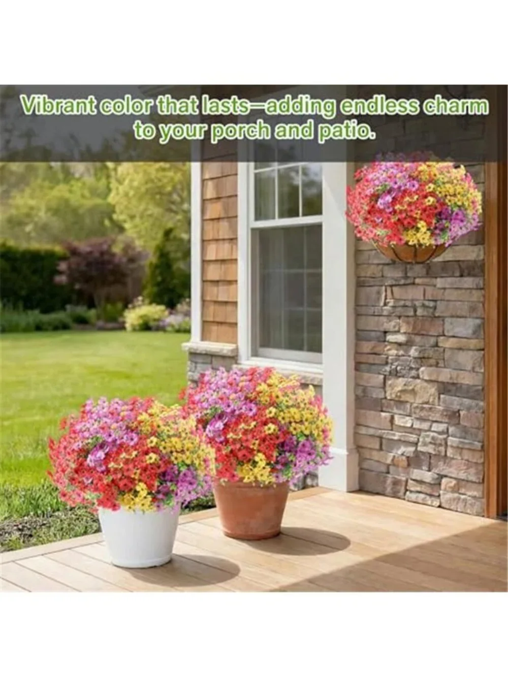Artificial Outdoor Flowers UV Resistant Fake Plant Porch Patio Garden Decor 13Pc